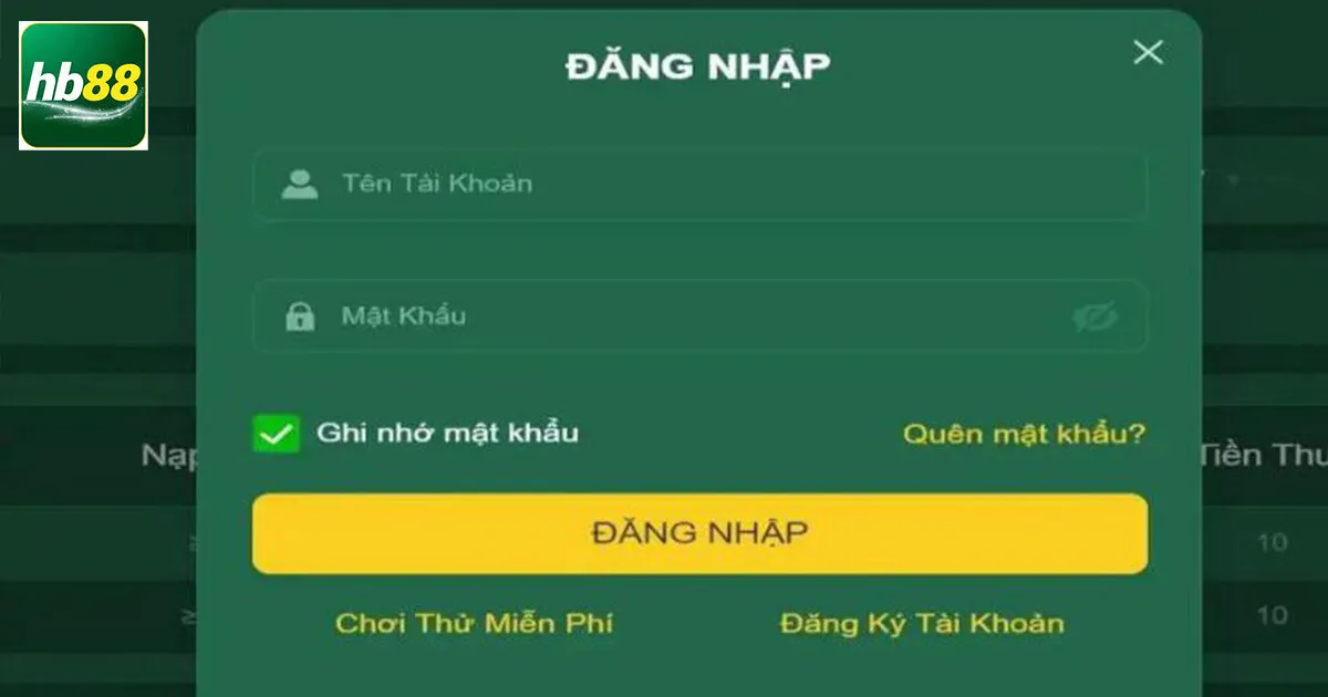 Hướng Dẫn Đăng Nhập Hb88 Và Giải Đáp Thắc Mắc Từ Bet Thủ 2 Thực hiện điền thông tin đăng nhập Hb88